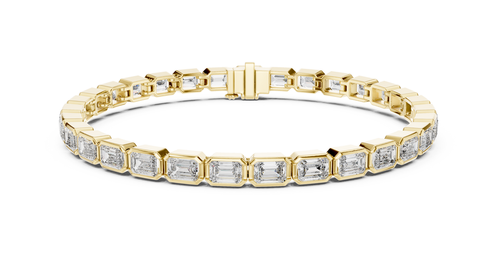 Emeraldine Emerald Cut Bezel Set Lab Grown Diamond Tennis Bracelet