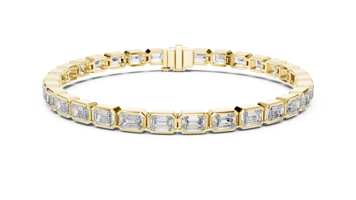 Emeraldine Emerald Cut Bezel Set Lab Grown Diamond Tennis Bracelet