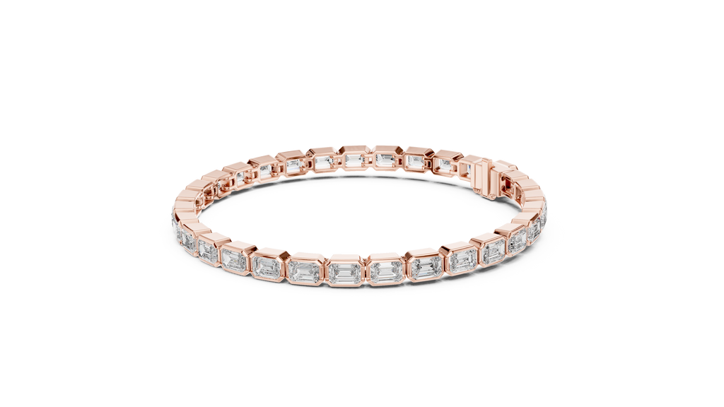 Bezelline Emerald Cut Bezel Set Lab Grown Diamond Tennis Bracelet