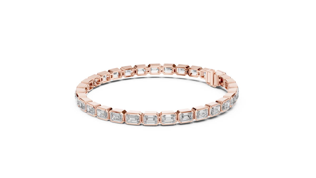 Bezelline Emerald Cut Bezel Set Lab Grown Diamond Tennis Bracelet