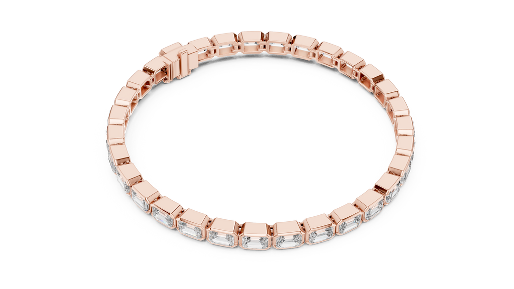 Bezelline Emerald Cut Bezel Set Lab Grown Diamond Tennis Bracelet