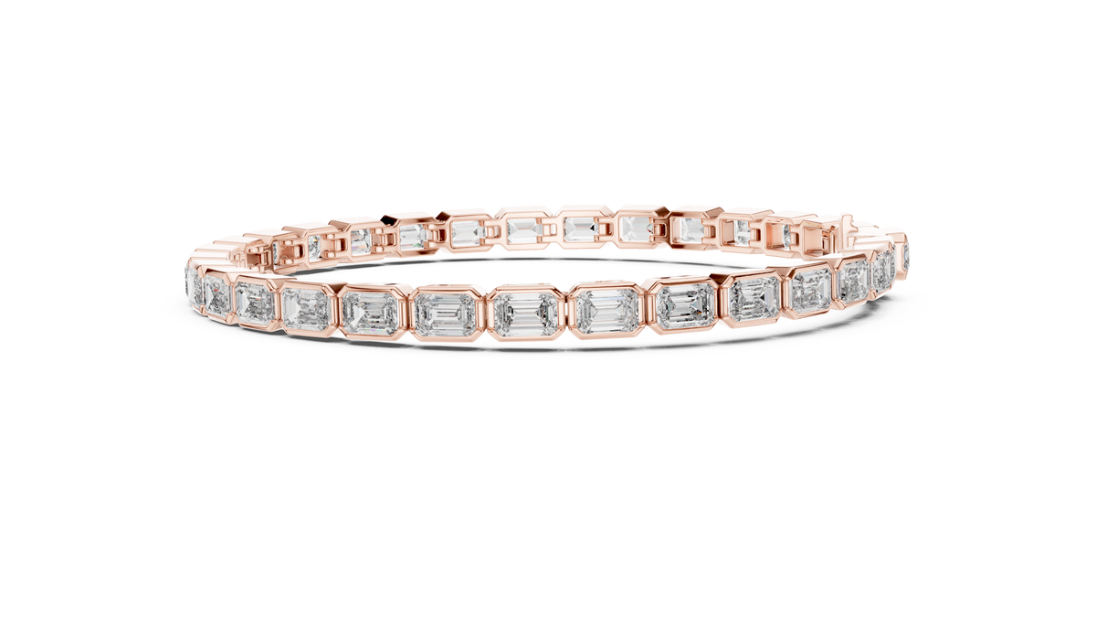Bezelline Emerald Cut Bezel Set Lab Grown Diamond Tennis Bracelet