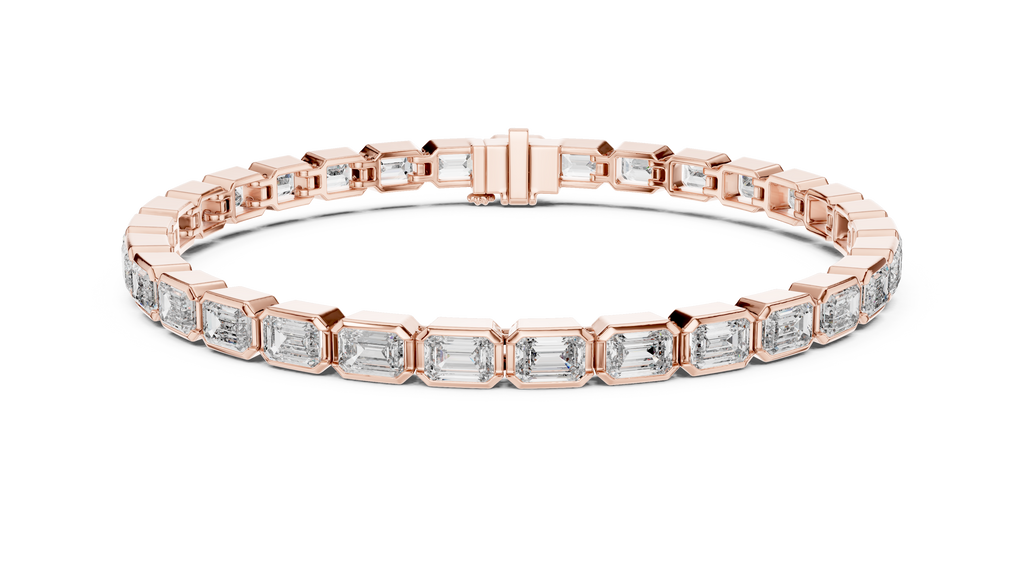 Bezelline Emerald Cut Bezel Set Lab Grown Diamond Tennis Bracelet