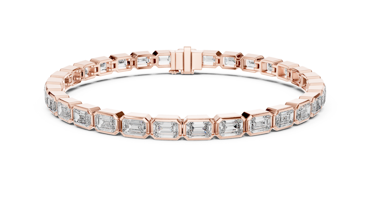 Bezelline Emerald Cut Bezel Set Lab Grown Diamond Tennis Bracelet