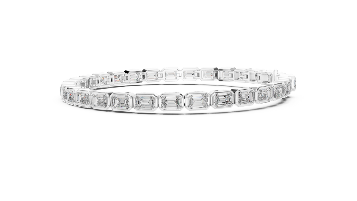 Bezelline Emerald Cut Bezel Set Lab Grown Diamond Tennis Bracelet