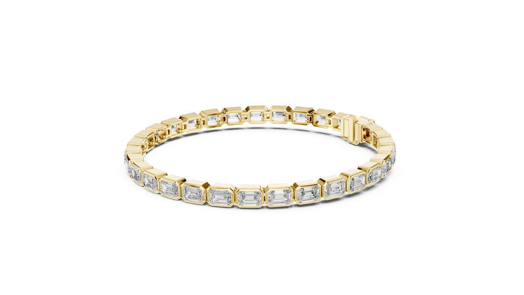 Bezelline Emerald Cut Bezel Set Lab Grown Diamond Tennis Bracelet
