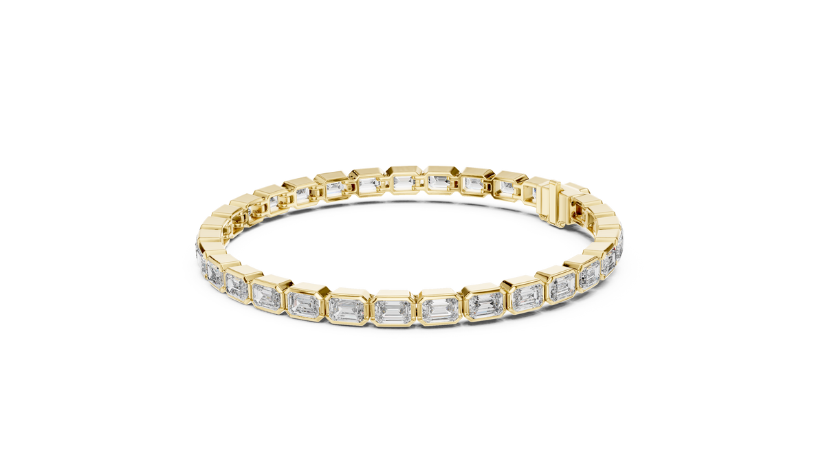 Bezelline Emerald Cut Bezel Set Lab Grown Diamond Tennis Bracelet