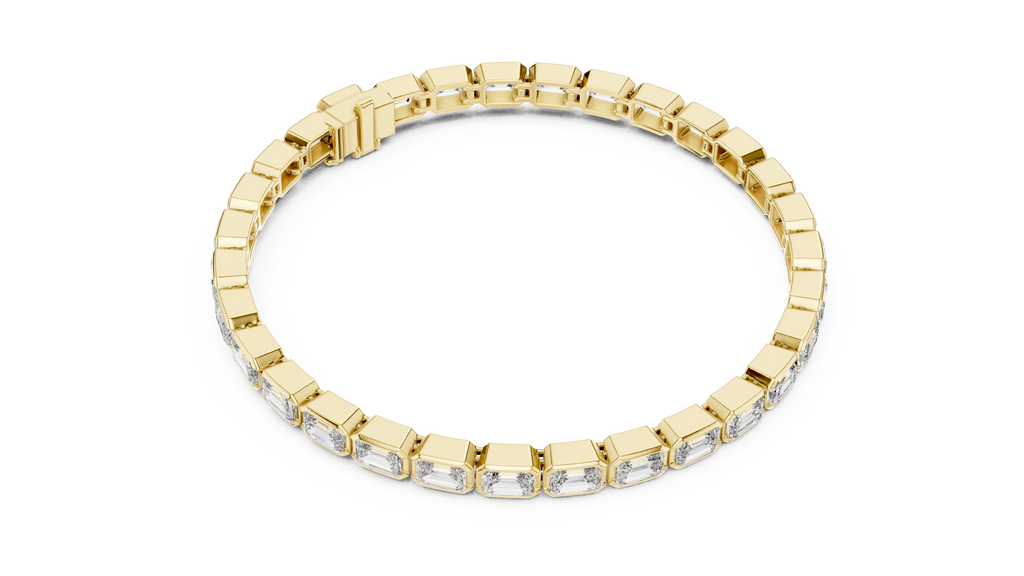 Bezelline Emerald Cut Bezel Set Lab Grown Diamond Tennis Bracelet
