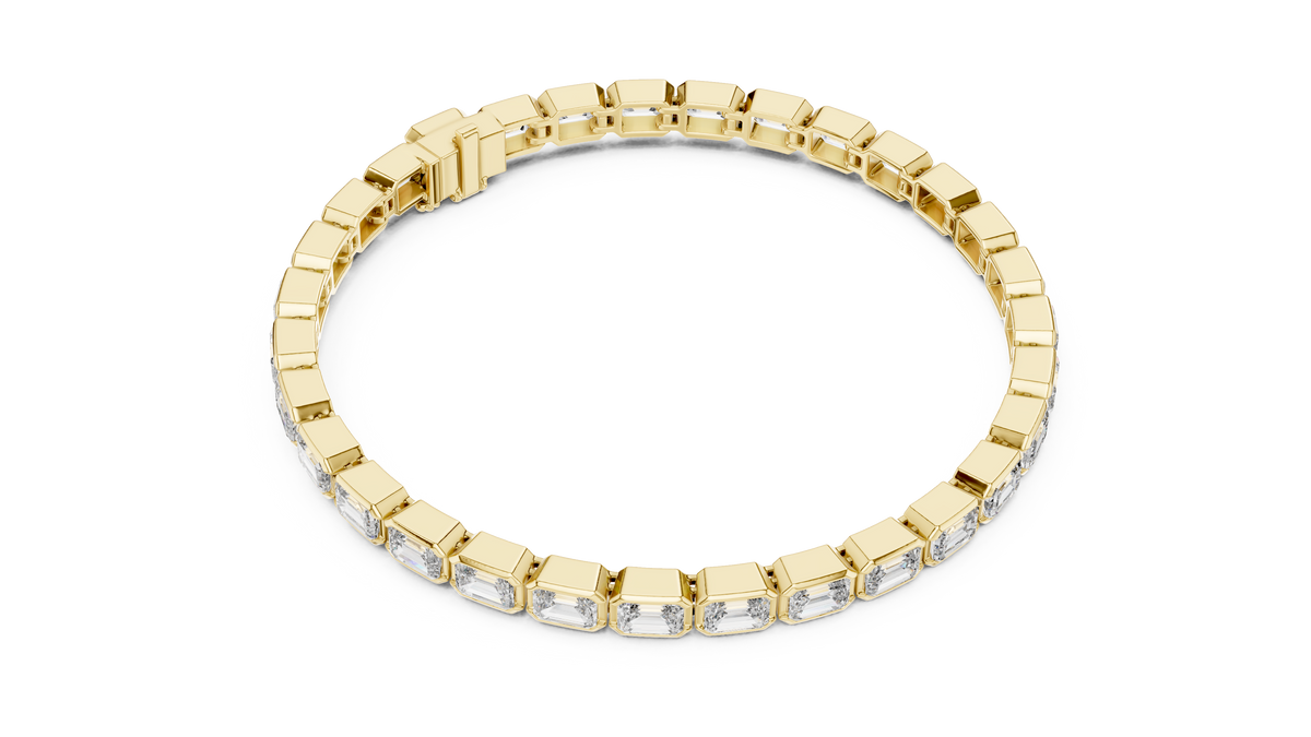 Bezelline Emerald Cut Bezel Set Lab Grown Diamond Tennis Bracelet