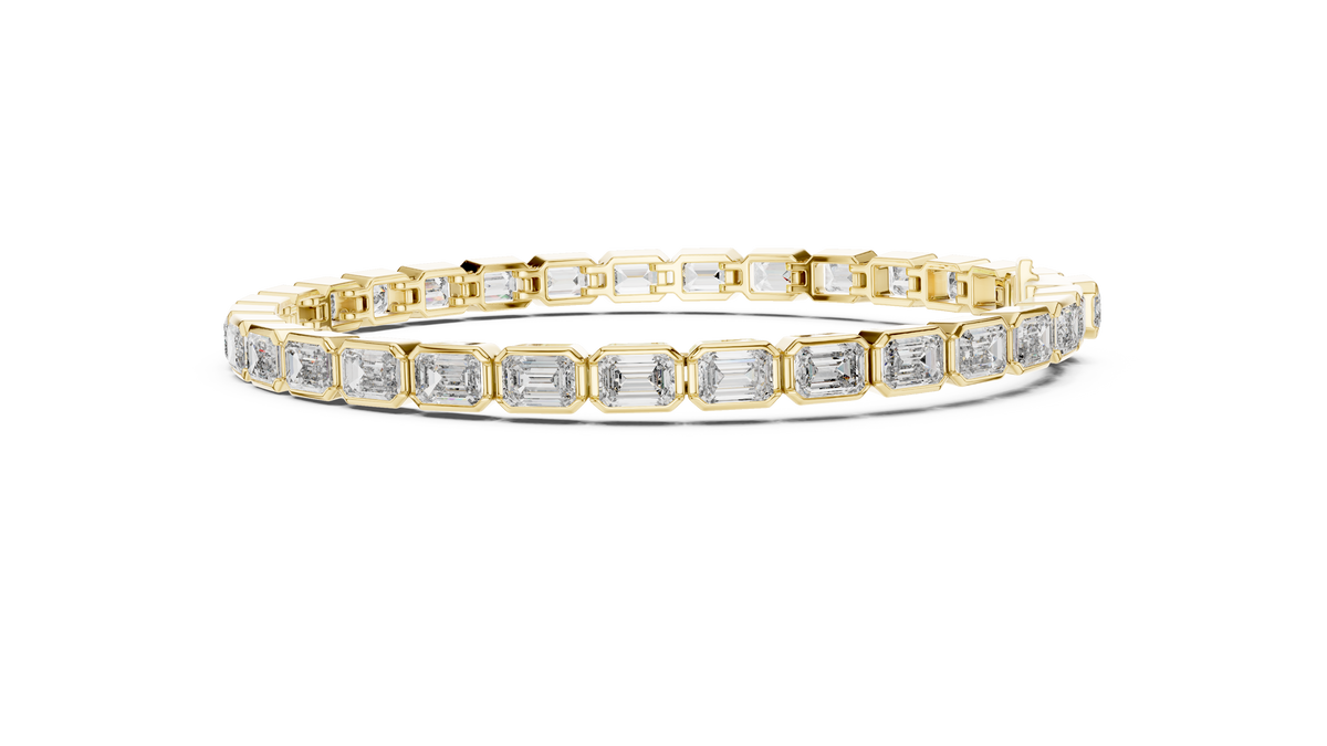Bezelline Emerald Cut Bezel Set Lab Grown Diamond Tennis Bracelet