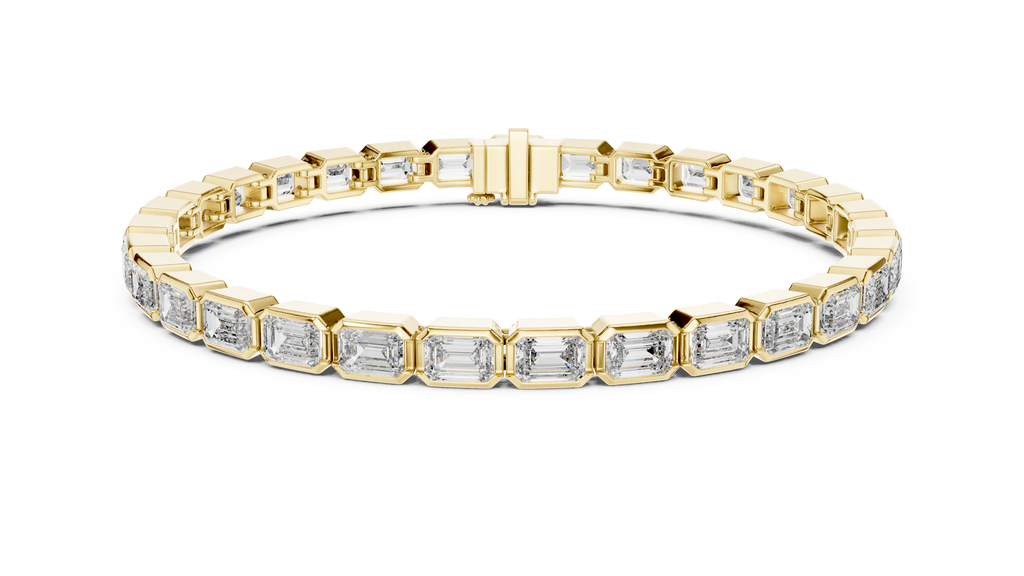 Bezelline Emerald Cut Bezel Set Lab Grown Diamond Tennis Bracelet