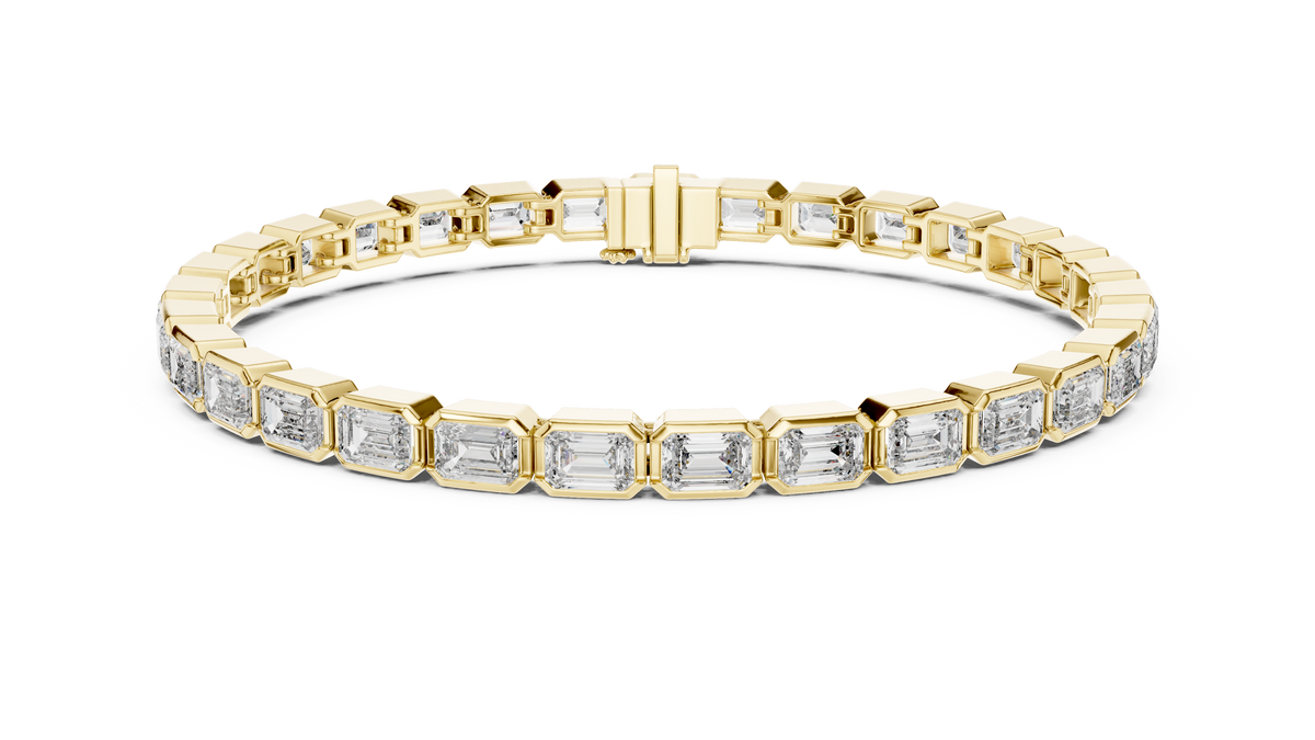 Bezelline Emerald Cut Bezel Set Lab Grown Diamond Tennis Bracelet