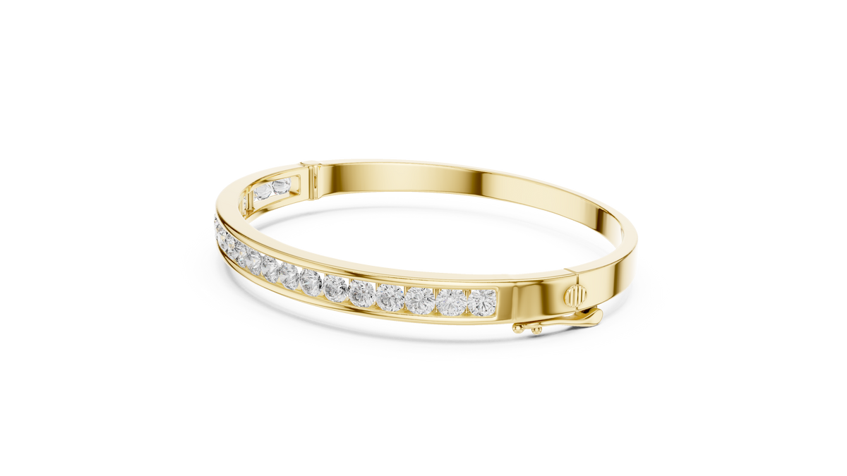 Channelle Channel Set Round Lab Grown Diamond Hinged Bangle Bracelet