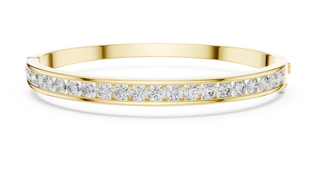 Channelle Channel Set Round Lab Grown Diamond Hinged Bangle Bracelet