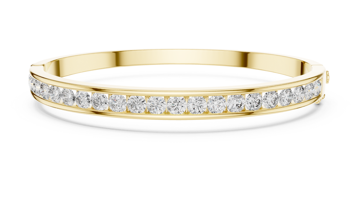 Channelle Channel Set Round Lab Grown Diamond Hinged Bangle Bracelet