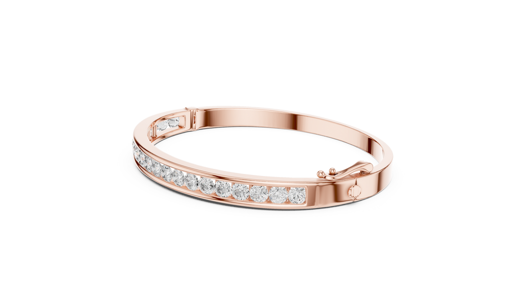 Glacielle Channel Set Round Lab Grown Diamond Hinged Bangle Bracelet