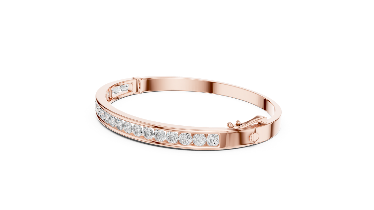 Glacielle Channel Set Round Lab Grown Diamond Hinged Bangle Bracelet