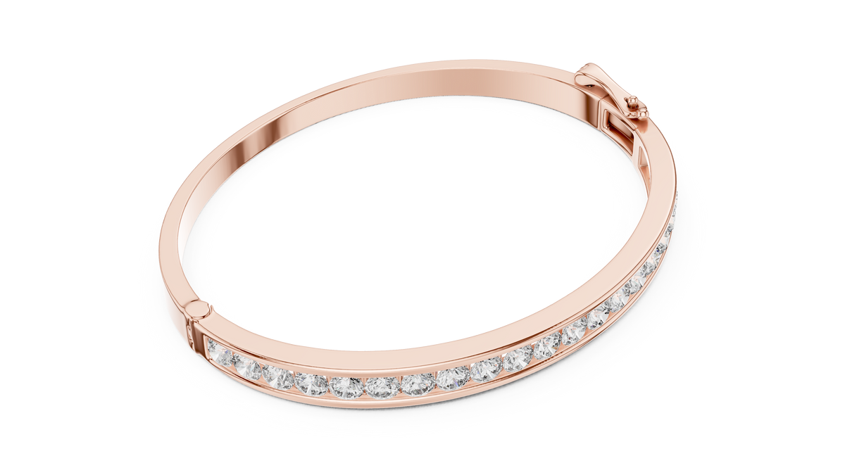 Glacielle Channel Set Round Lab Grown Diamond Hinged Bangle Bracelet