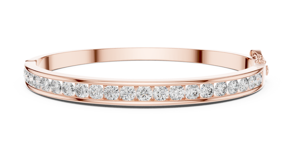 Glacielle Channel Set Round Lab Grown Diamond Hinged Bangle Bracelet