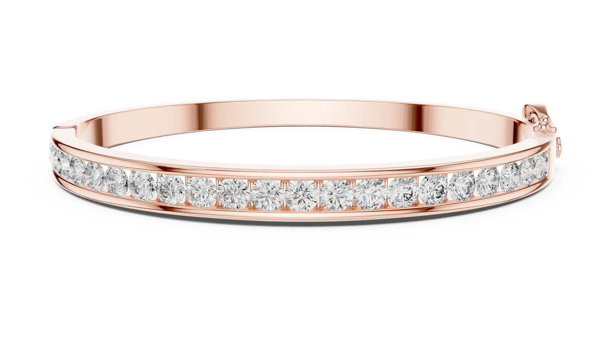 Glacielle Channel Set Round Lab Grown Diamond Hinged Bangle Bracelet
