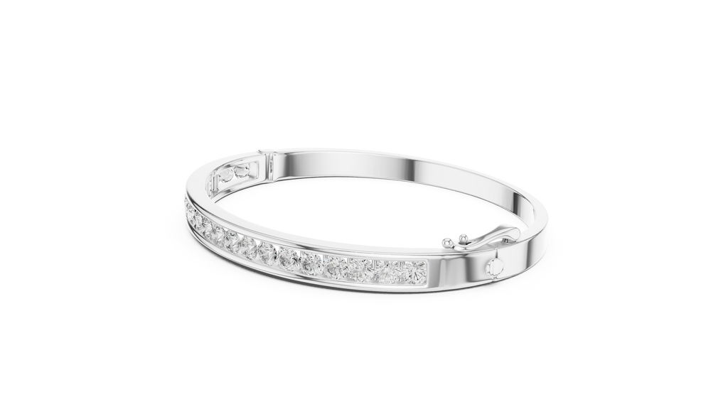 Glacielle Channel Set Round Lab Grown Diamond Hinged Bangle Bracelet