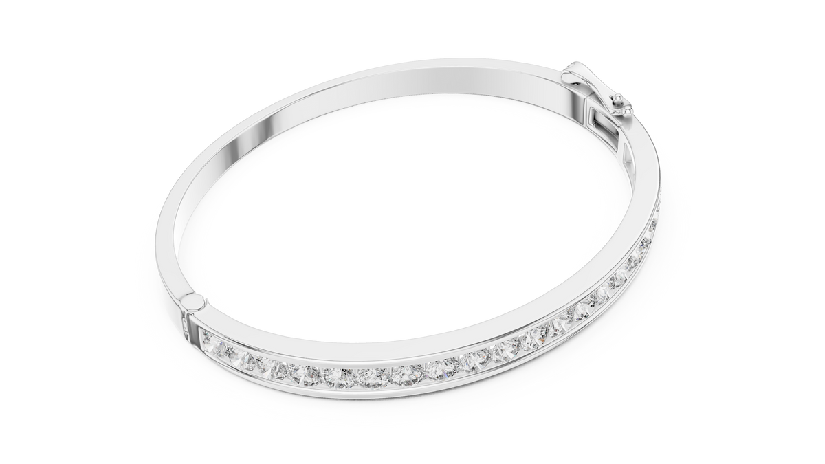 Glacielle Channel Set Round Lab Grown Diamond Hinged Bangle Bracelet