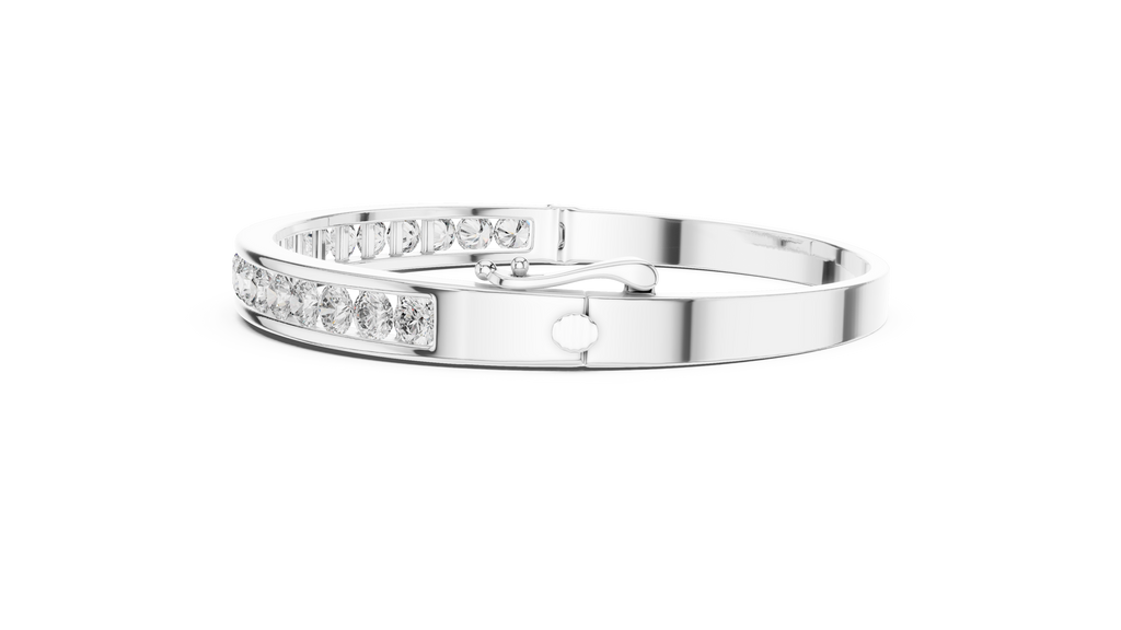 Glacielle Channel Set Round Lab Grown Diamond Hinged Bangle Bracelet