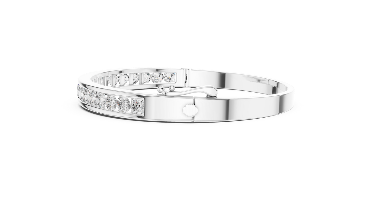 Glacielle Channel Set Round Lab Grown Diamond Hinged Bangle Bracelet