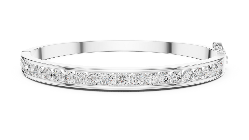 Glacielle Channel Set Round Lab Grown Diamond Hinged Bangle Bracelet