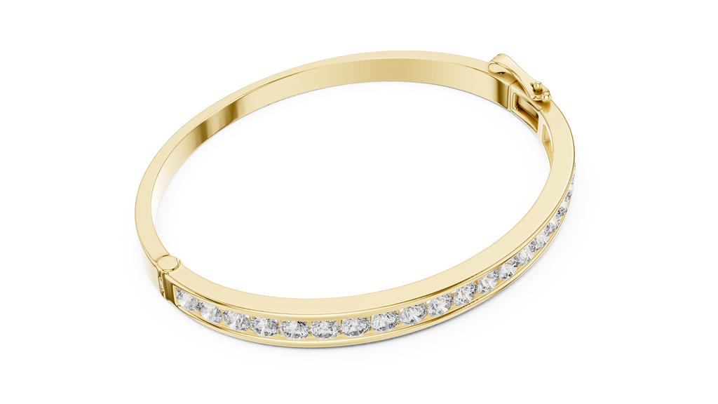 Glacielle Channel Set Round Lab Grown Diamond Hinged Bangle Bracelet