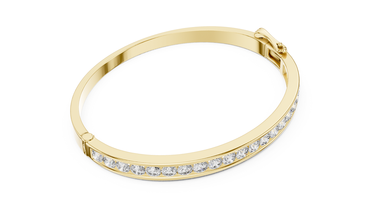 Glacielle Channel Set Round Lab Grown Diamond Hinged Bangle Bracelet