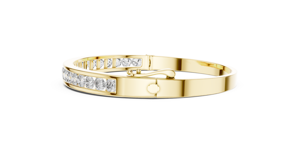Glacielle Channel Set Round Lab Grown Diamond Hinged Bangle Bracelet