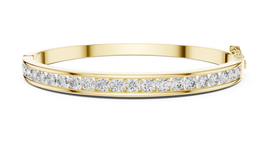 Glacielle Channel Set Round Lab Grown Diamond Hinged Bangle Bracelet