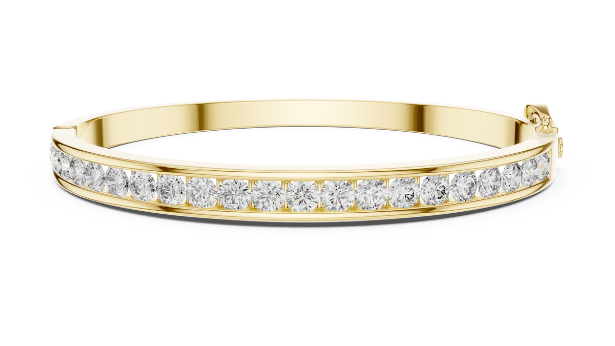 Glacielle Channel Set Round Lab Grown Diamond Hinged Bangle Bracelet