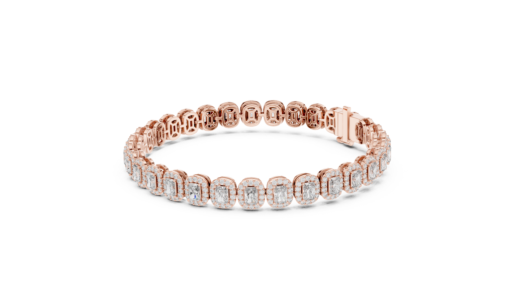 Halovere Radiant Cut Halo Lab Grown Diamond Tennis Bracelet