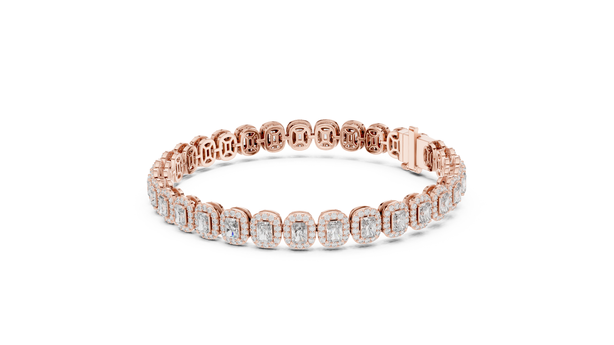 Halovere Radiant Cut Halo Lab Grown Diamond Tennis Bracelet