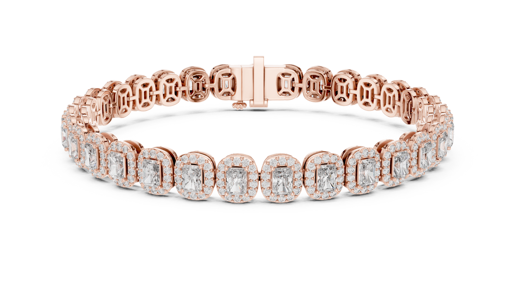 Halovere Radiant Cut Halo Lab Grown Diamond Tennis Bracelet
