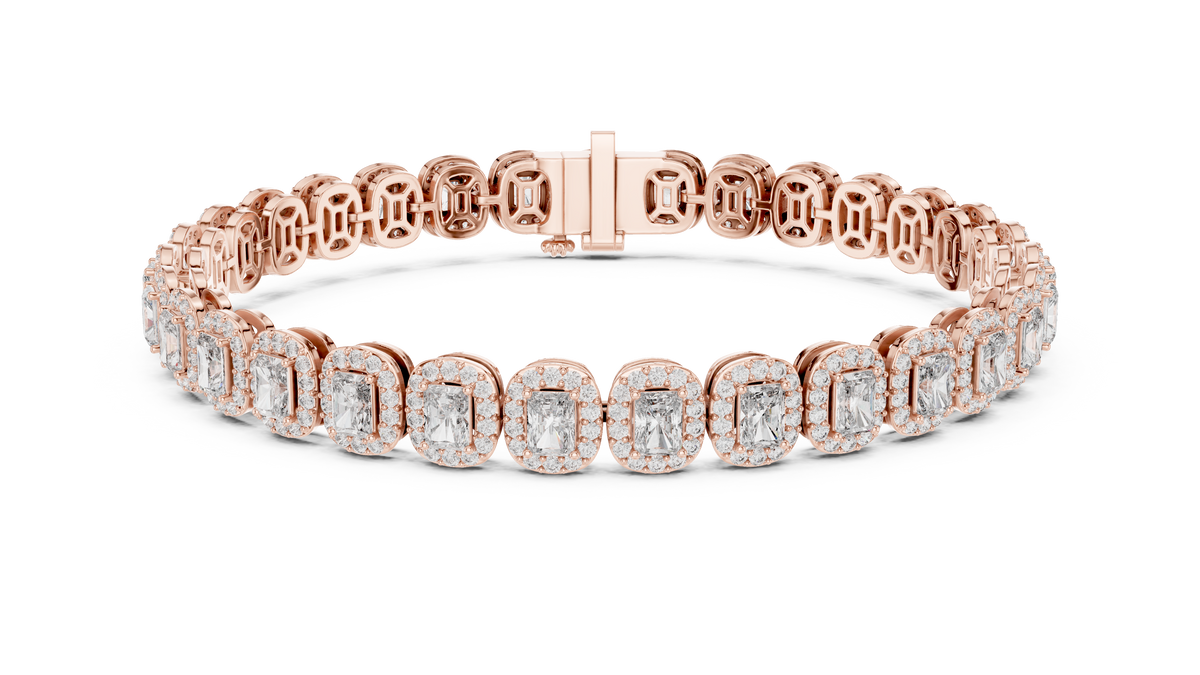 Halovere Radiant Cut Halo Lab Grown Diamond Tennis Bracelet