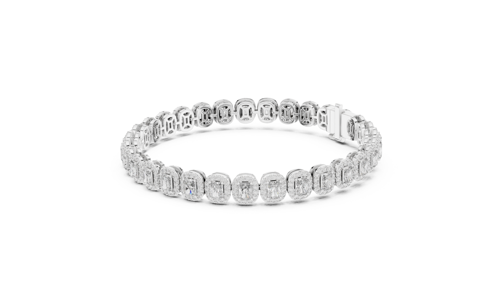Halovere Radiant Cut Halo Lab Grown Diamond Tennis Bracelet