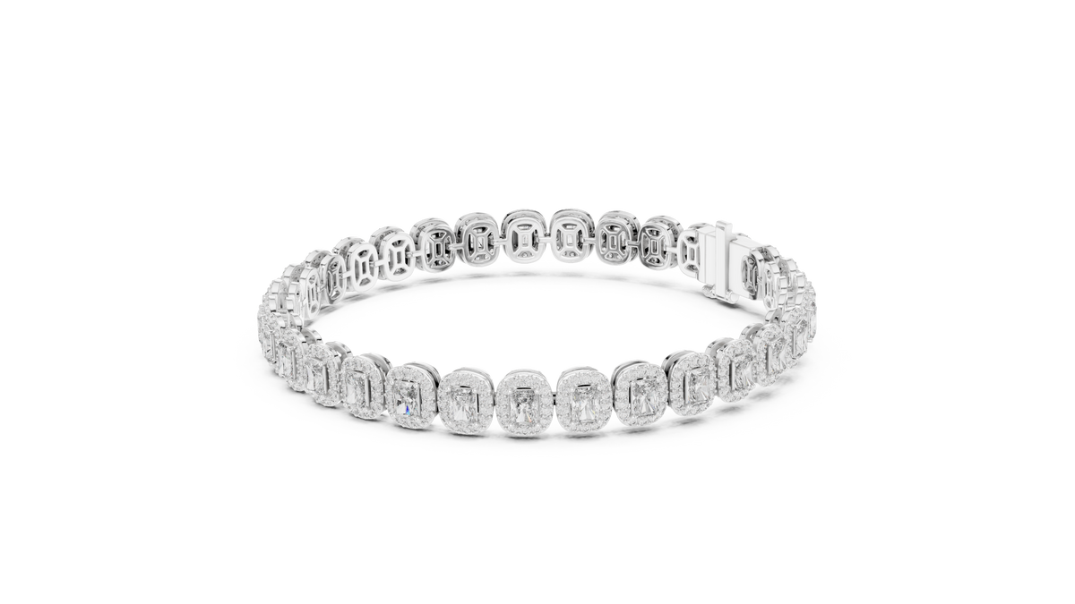 Halovere Radiant Cut Halo Lab Grown Diamond Tennis Bracelet