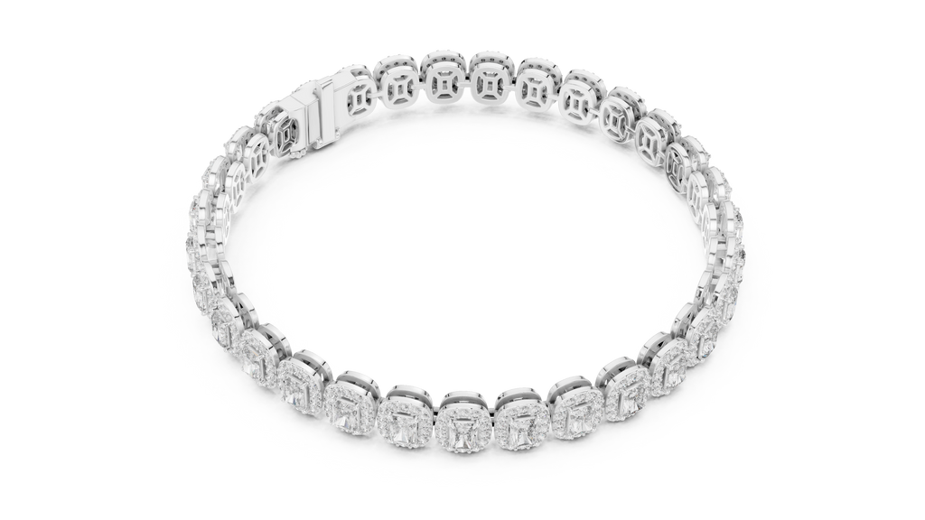 Halovere Radiant Cut Halo Lab Grown Diamond Tennis Bracelet