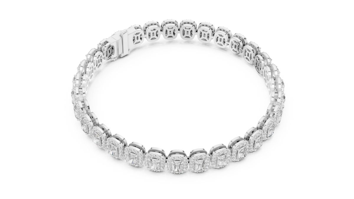 Halovere Radiant Cut Halo Lab Grown Diamond Tennis Bracelet