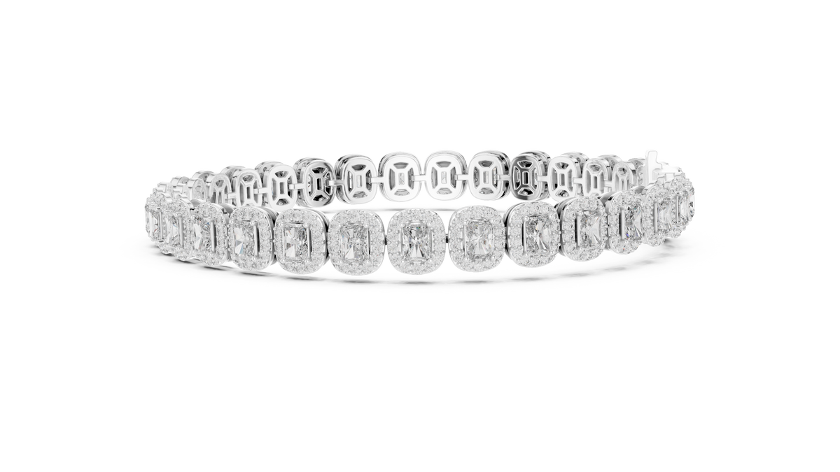 Halovere Radiant Cut Halo Lab Grown Diamond Tennis Bracelet