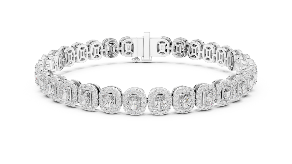 Halovere Radiant Cut Halo Lab Grown Diamond Tennis Bracelet