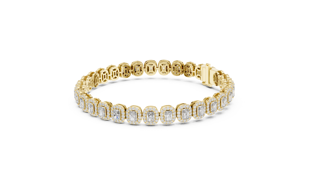 Halovere Radiant Cut Halo Lab Grown Diamond Tennis Bracelet