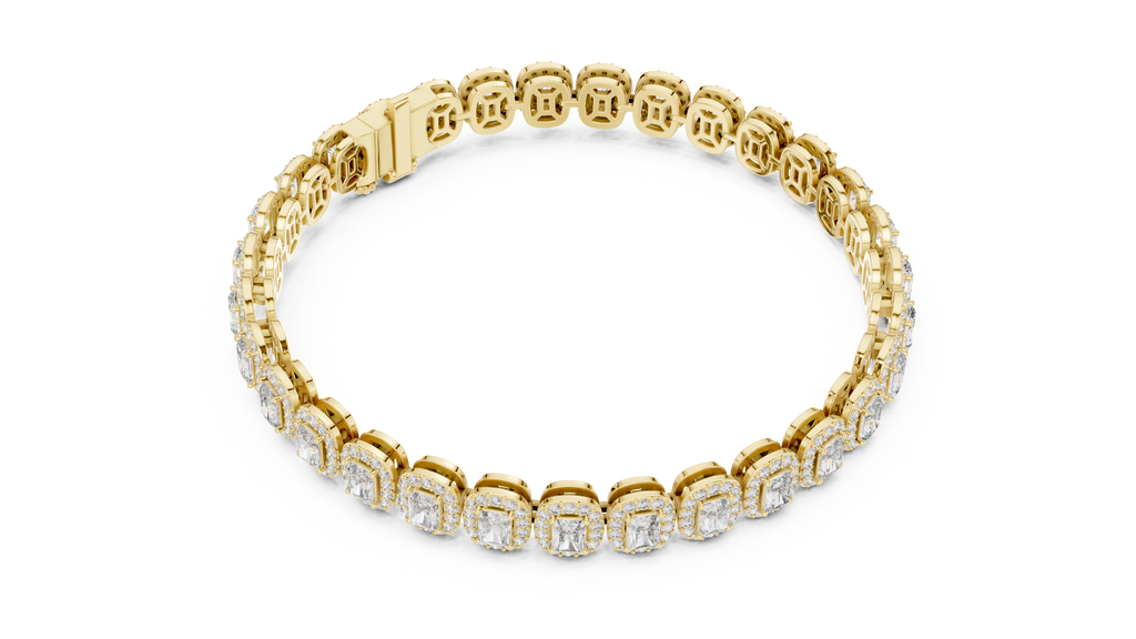 Halovere Radiant Cut Halo Lab Grown Diamond Tennis Bracelet