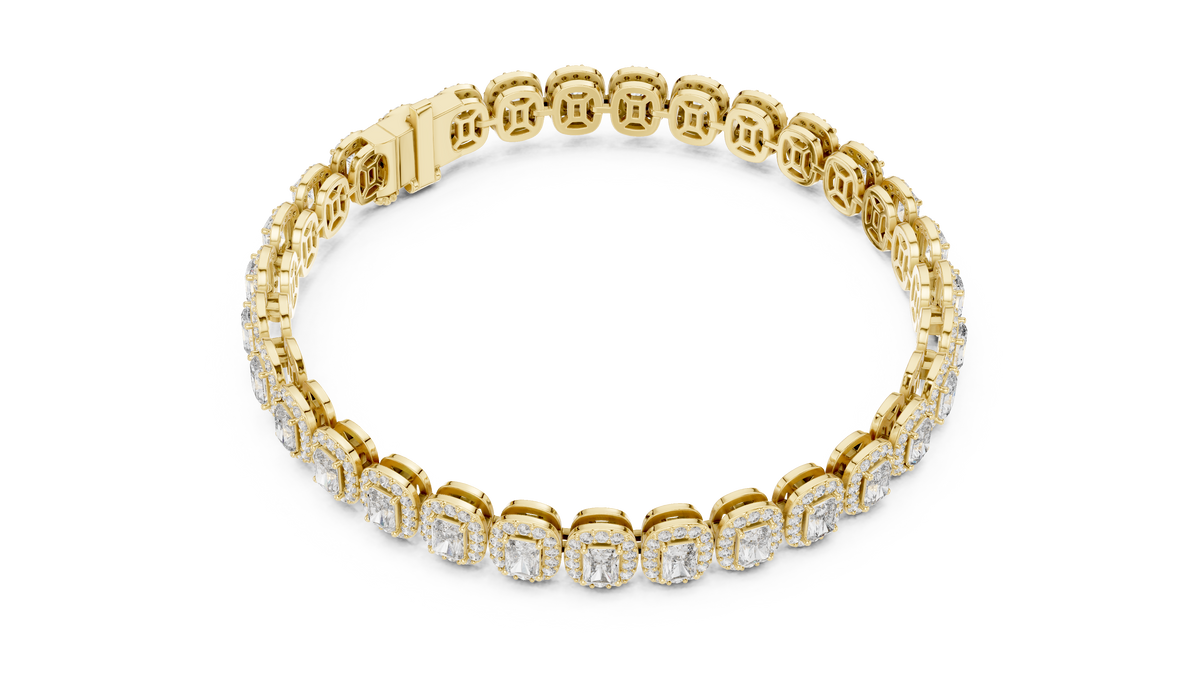 Halovere Radiant Cut Halo Lab Grown Diamond Tennis Bracelet