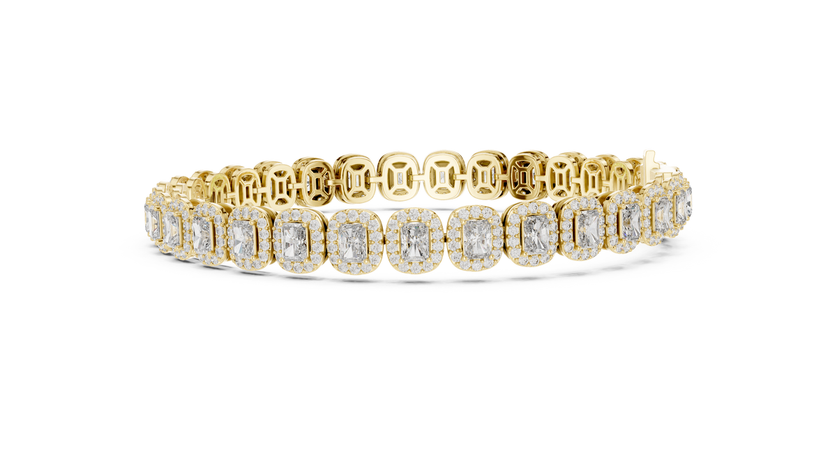 Halovere Radiant Cut Halo Lab Grown Diamond Tennis Bracelet
