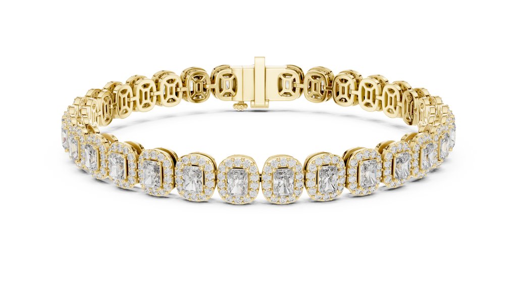 Halovere Radiant Cut Halo Lab Grown Diamond Tennis Bracelet