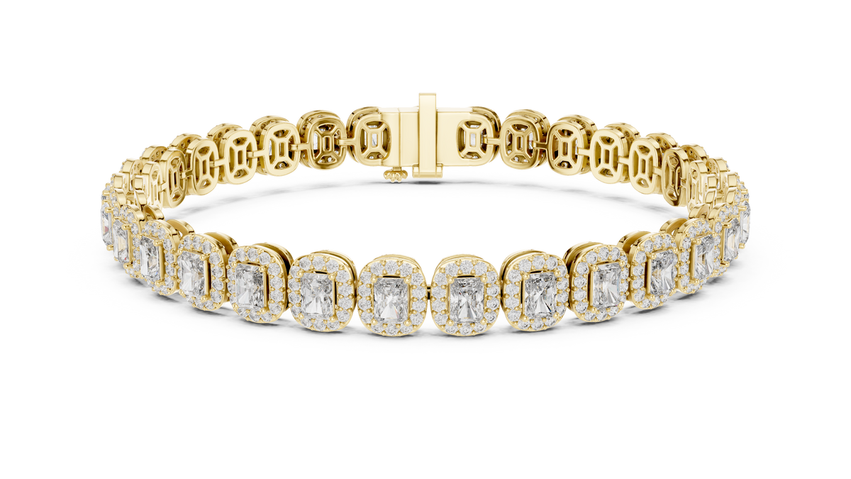 Halovere Radiant Cut Halo Lab Grown Diamond Tennis Bracelet